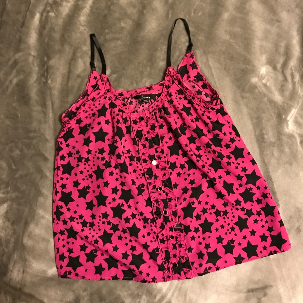 Justify Pink w/ Black Starts Flowy Tank Top